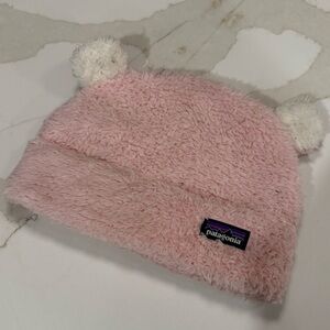 Patagonia Pink Fuzzy Kids Hat with Ears